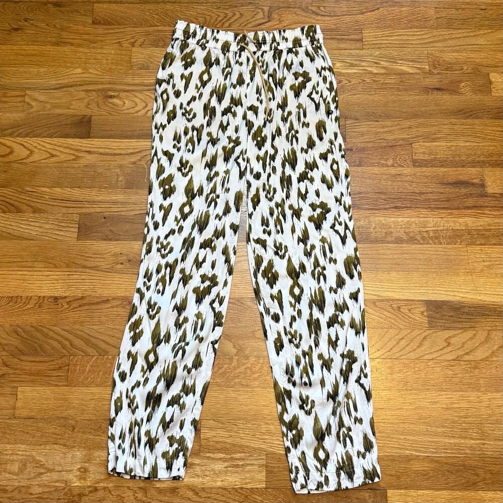 Scotch & Soda Nina Womens XS White Green Printed Satin Mid Rise Tapered Jogger